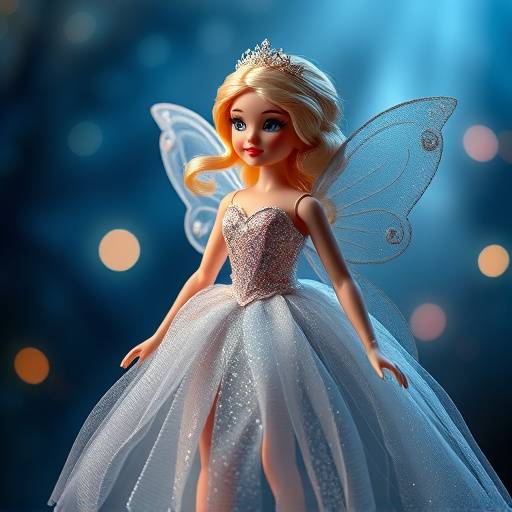 A fairy tale princess doll with a sparkly gown