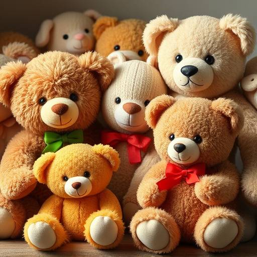 A variety of cuddly teddy bears and stuffed animals