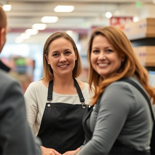 Fiona Campbell, Customer Service Manager at The Toy Trove, assisting a customer.