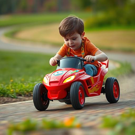Wonder Works Remote Control Car - A child racing a red toy car